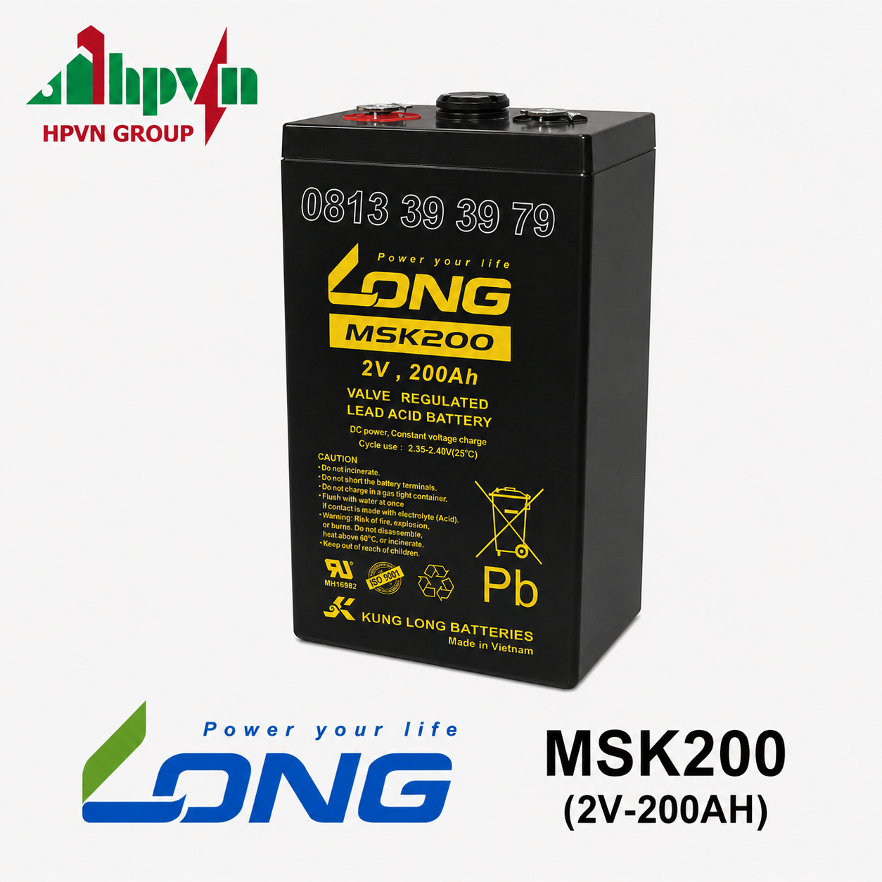 Ắc Quy Long MSK200 (2V-200Ah) 